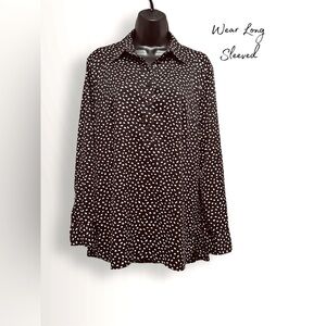 Ann Taylor Women’s Long Sleeve 1/4 Button V Neck Dress Casual Blouse Size 6